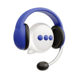 Blue headset on top of a speech bubble