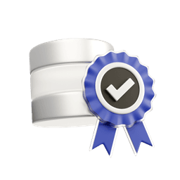 White Database with a blue medal