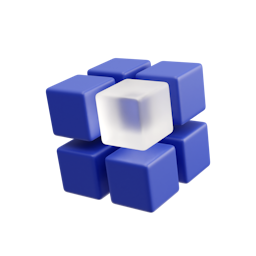 2x2 Blue cube with a white corner cube