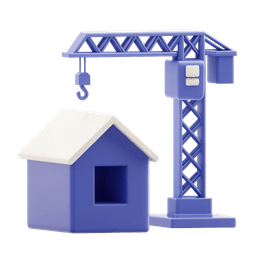 Crane beside a half-built house