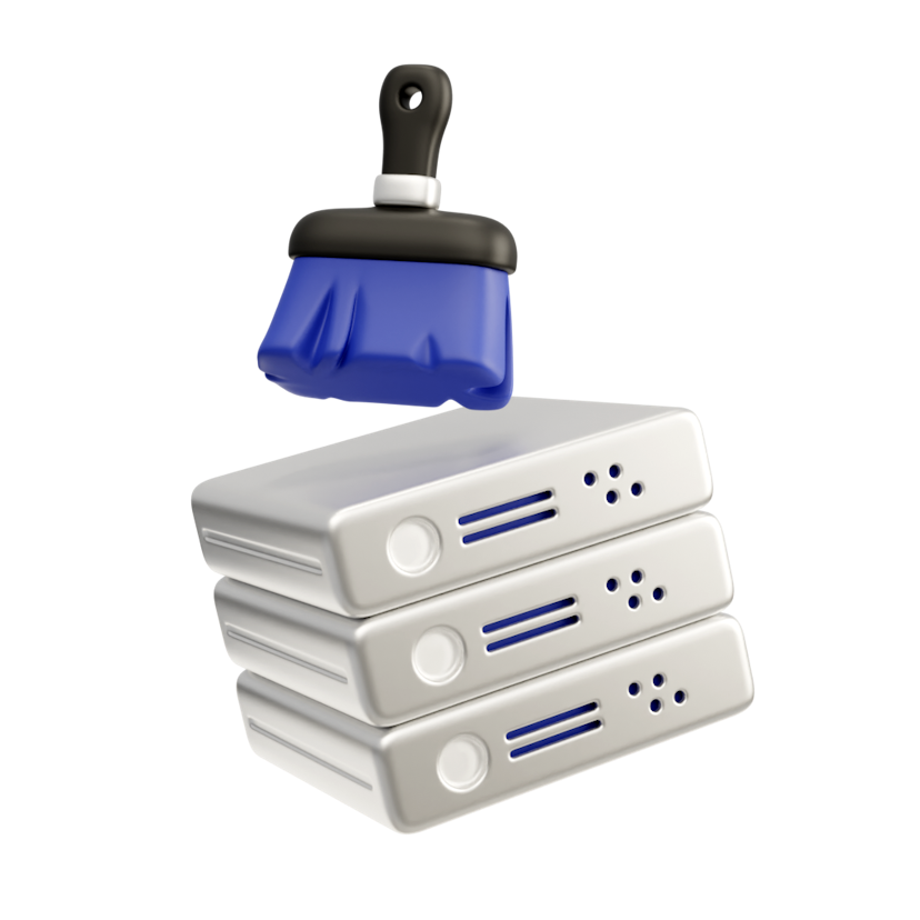 A blue brush brush the top of a database server